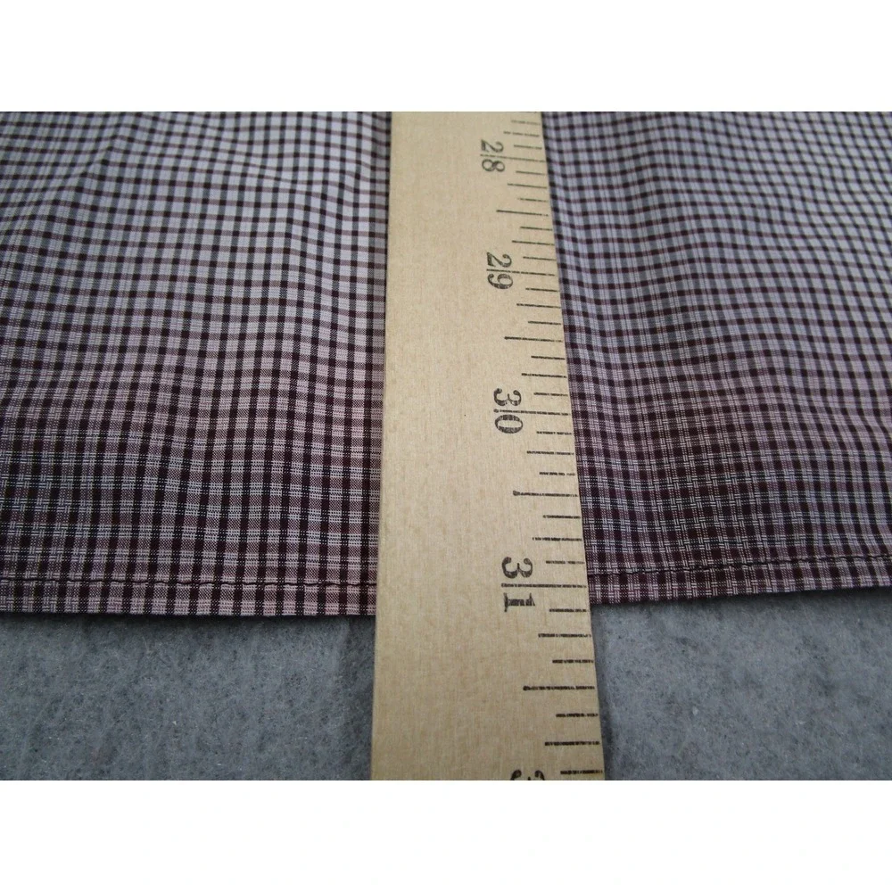 Prada Mens Burgundy White Micro Check Cotton Button Down Shirt 15.5 39 UCM595